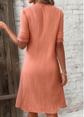 Button Dusty Pink A Line Short Sleeve Dress