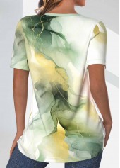 Marble Print Criss Cross Sage Green T Shirt
