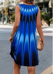 Ombre Cut Out Blue A Line Sleeveless Dress