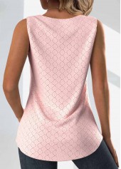 Jacquard Light Pink Sleeveless Square Neck Tank Top