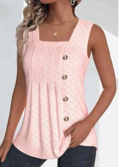 Jacquard Light Pink Sleeveless Square Neck Tank Top