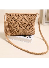 Tassel Dark Camel Zip Crossbody Bag