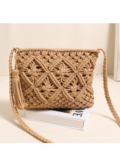 Tassel Dark Camel Zip Crossbody Bag