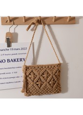 Tassel Dark Camel Zip Crossbody Bag