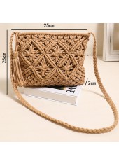 Tassel Dark Camel Zip Crossbody Bag