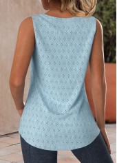 Jacquard Dusty Blue Sleeveless Square Neck Tank Top
