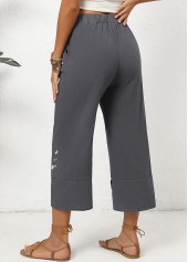 Graffiti Print Pocket Dark Grey Marl Elastic Waist Pants