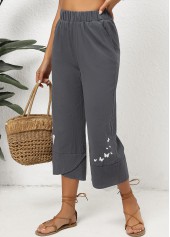 Graffiti Print Pocket Dark Grey Marl Elastic Waist Pants