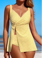 Twist Jacquard Light Yellow Swimdress and Panty