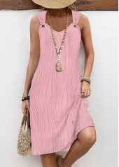 Circular Ring Pink A Line Sleeveless V Neck Dress