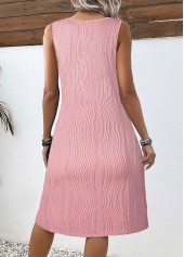 Circular Ring Pink A Line Sleeveless V Neck Dress