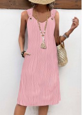 Circular Ring Pink A Line Sleeveless V Neck Dress