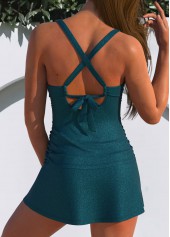 Criss Cross Peacock Blue Tie Back Tankini Set