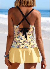 Tribal Print Surplice Light Yellow Tankini Set