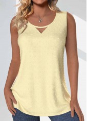 Button Light Yellow Sleeveless Round Neck Tank Top