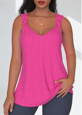 Twist Hot Pink Sleeveless V Neck Tank Top