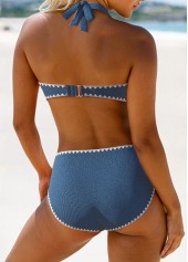 Tie Back Criss Cross Denim Blue Bikini Set