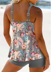 Paisley Print Patchwork Grey Tankini Set