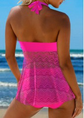 Tie Back Lace Hot Pink Tankini Set