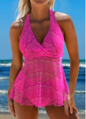 Tie Back Lace Hot Pink Tankini Set