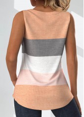 Plus Size Dusty Pink Button Striped Sleeveless Tank Top