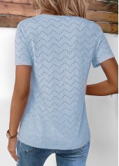 Tuck Stitch Dusty Blue Short Sleeve T Shirt