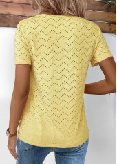 Tuck Stitch Light Yellow Short Sleeve T Shirt
