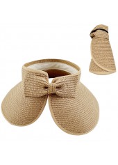 Light Camel Bowknot Straw Visor Hat