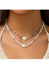 White Color Summer Ocean-themed Layered Necklace