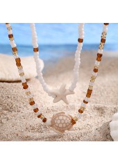 White Color Summer Ocean-themed Layered Necklace