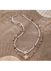 White Color Summer Ocean-themed Layered Necklace