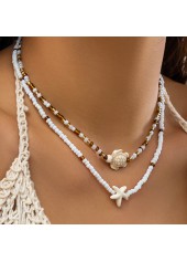 White Color Summer Ocean-themed Layered Necklace