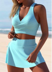 Side Split Criss Cross Light Blue Bikini Set