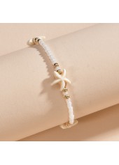 Starfish Beaded Detail Beige Alloy Anklet