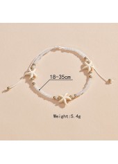 Starfish Beaded Detail Beige Alloy Anklet