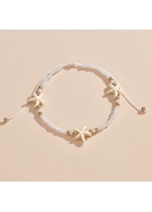Starfish Beaded Detail Beige Alloy Anklet