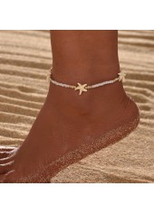 Starfish Beaded Detail Beige Alloy Anklet