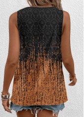 Tribal Print Circular Ring Terracotta Sleeveless Tank Top