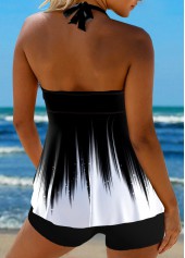 Tie Back Ombre Surplice Black Tankini Top-No Bottom