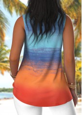 Ombre Tie Multi Color Sleeveless V Neck Tank Top