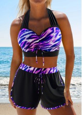 Leopard Criss Cross Black Bikini Set