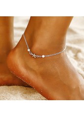Silvery White Alloy Round Pearl Design Anklet