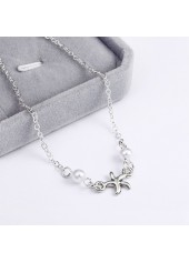 Silvery White Alloy Round Pearl Design Anklet