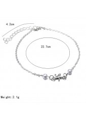 Silvery White Alloy Round Pearl Design Anklet