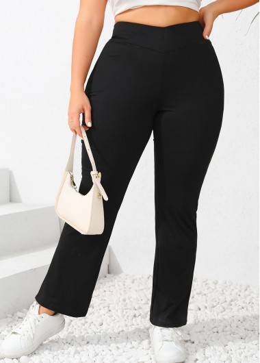 Black Plus Size Lightweight Regular Elastic Waist Pants