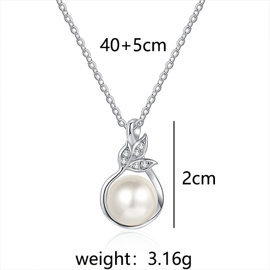 Silvery White 925 Silver Pearl Necklace