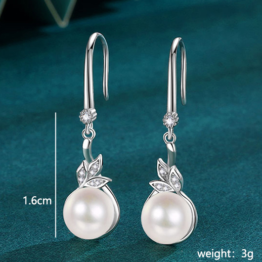Pearl Silvery White 925 Silver Earring