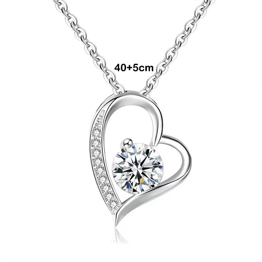 Silvery White Heart 925 Silver Necklace