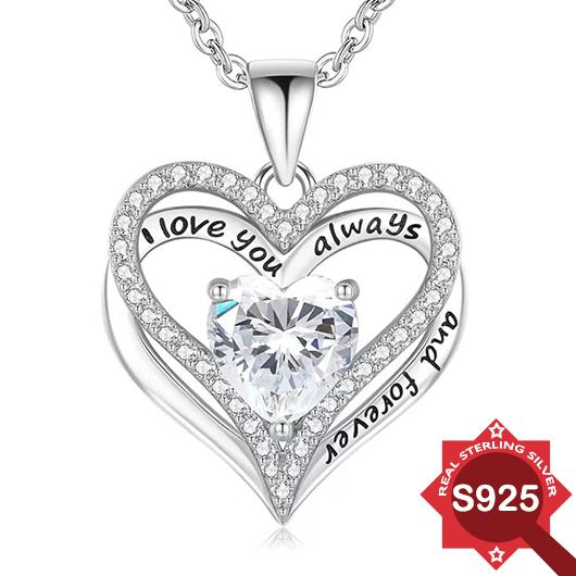 Silvery White Heart 925 Silver Necklace