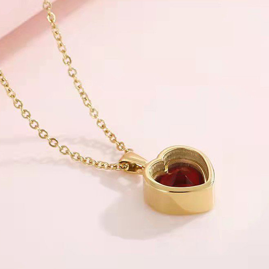 Letter Red Patchwork Heart Pendant Necklace